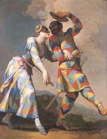 Giovanni Domenico Ferretti Arlecchino und Colombina Spain oil painting art